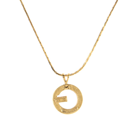 Givenchy Vintage Circle G Pendant Necklace Metal with Crystals Gold 8106242