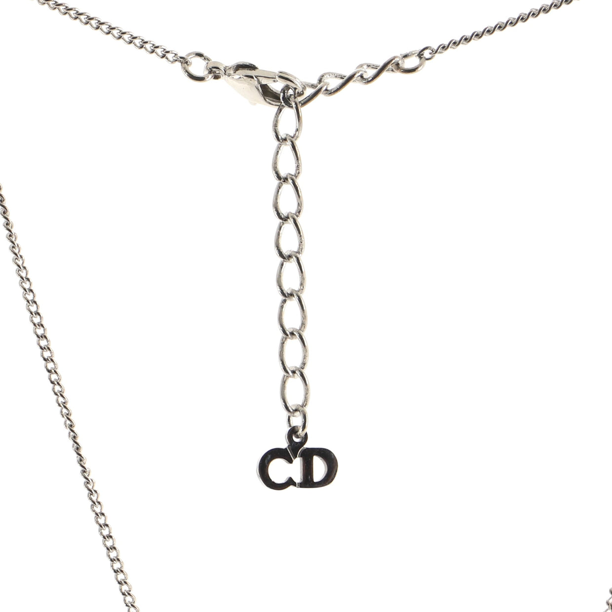 Christian Dior Vintage Dior Logo Necklace Metal and Crystal - Rebag