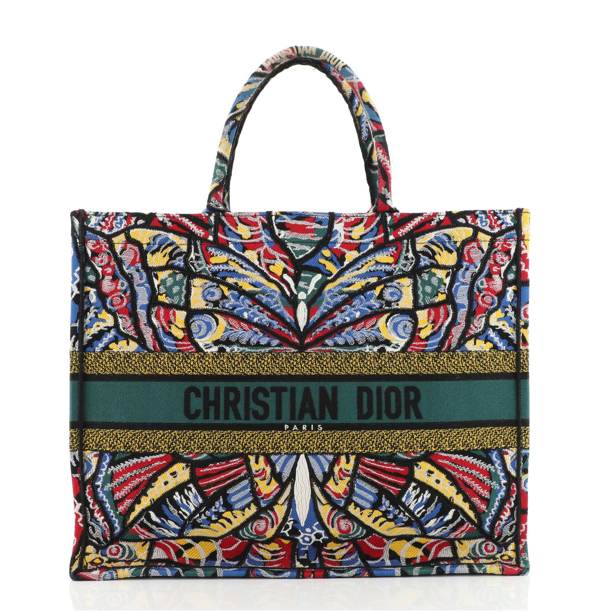 Christian Dior Book Tote Embroidered Canvas Multicolor 81419107