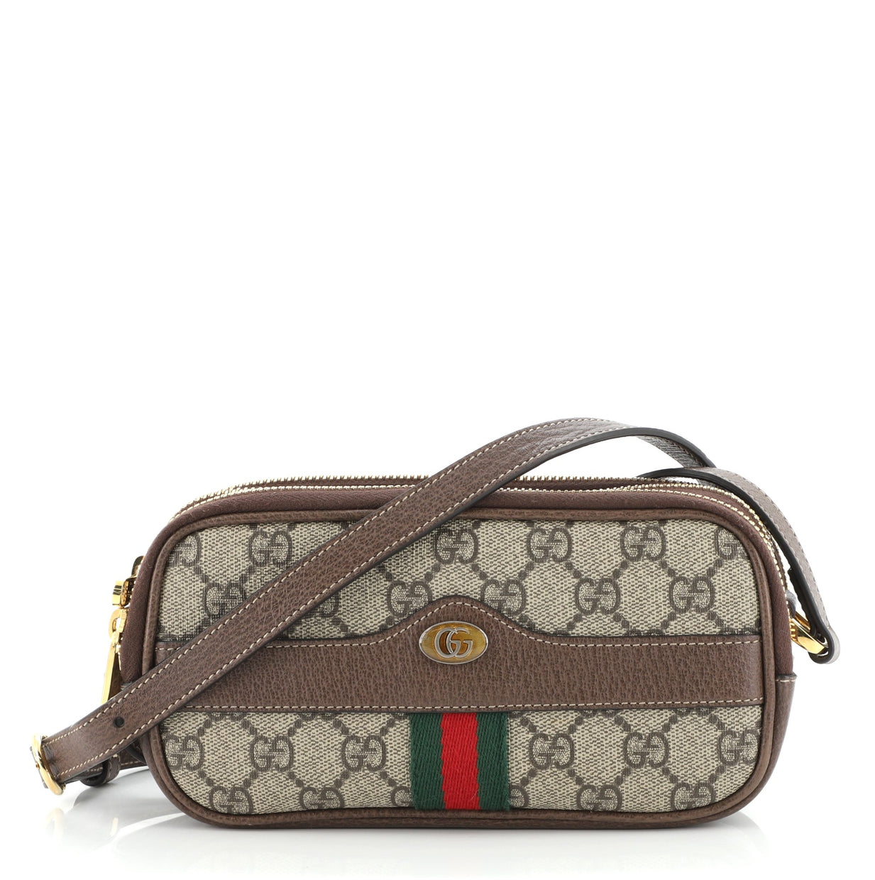 Gucci Ophidia Triple Zip Crossbody Bag GG Coated Canvas Mini - Rebag