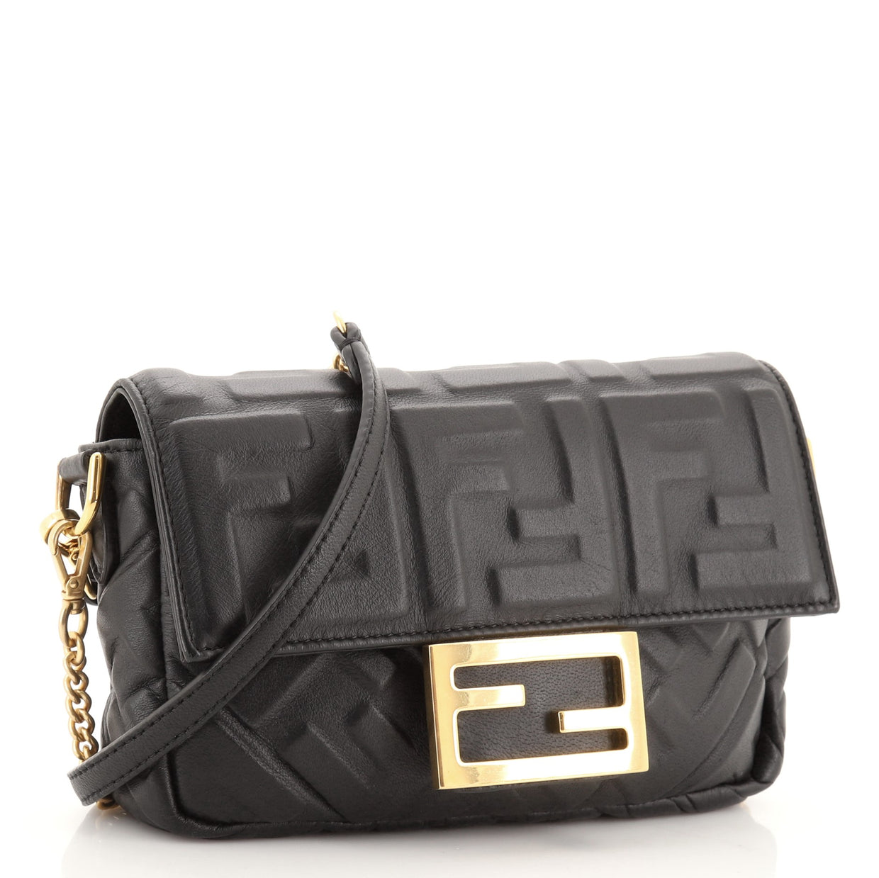 Fendi Baguette NM Bag Zucca Embossed Leather Mini 8195953 - Rebag
