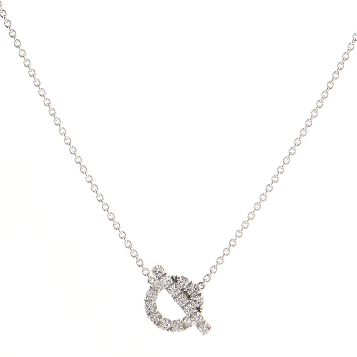 Hermes Finesse Pendant Necklace 18K White Gold and Diamonds White gold