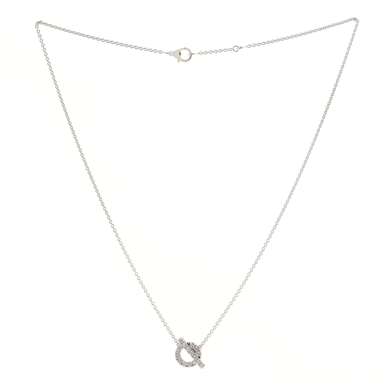 Hermes Finesse Pendant Necklace 18K White Gold and Diamonds White gold ...