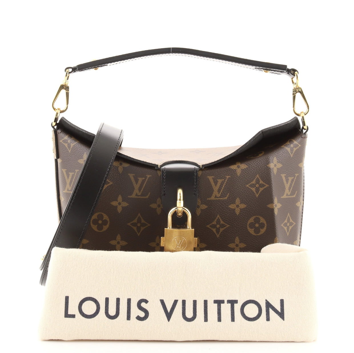 Louis Vuitton Bento Box Handbag Reverse Monogram Canvas EW Brown 8298021