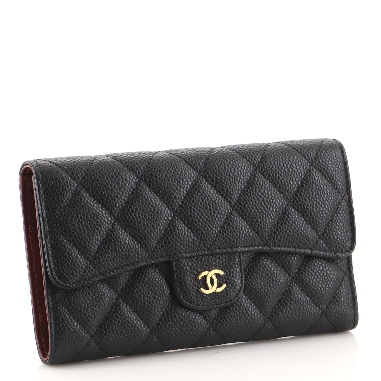 Chanel Trifold Classic Flap Wallet Quilted Caviar Black 83641118
