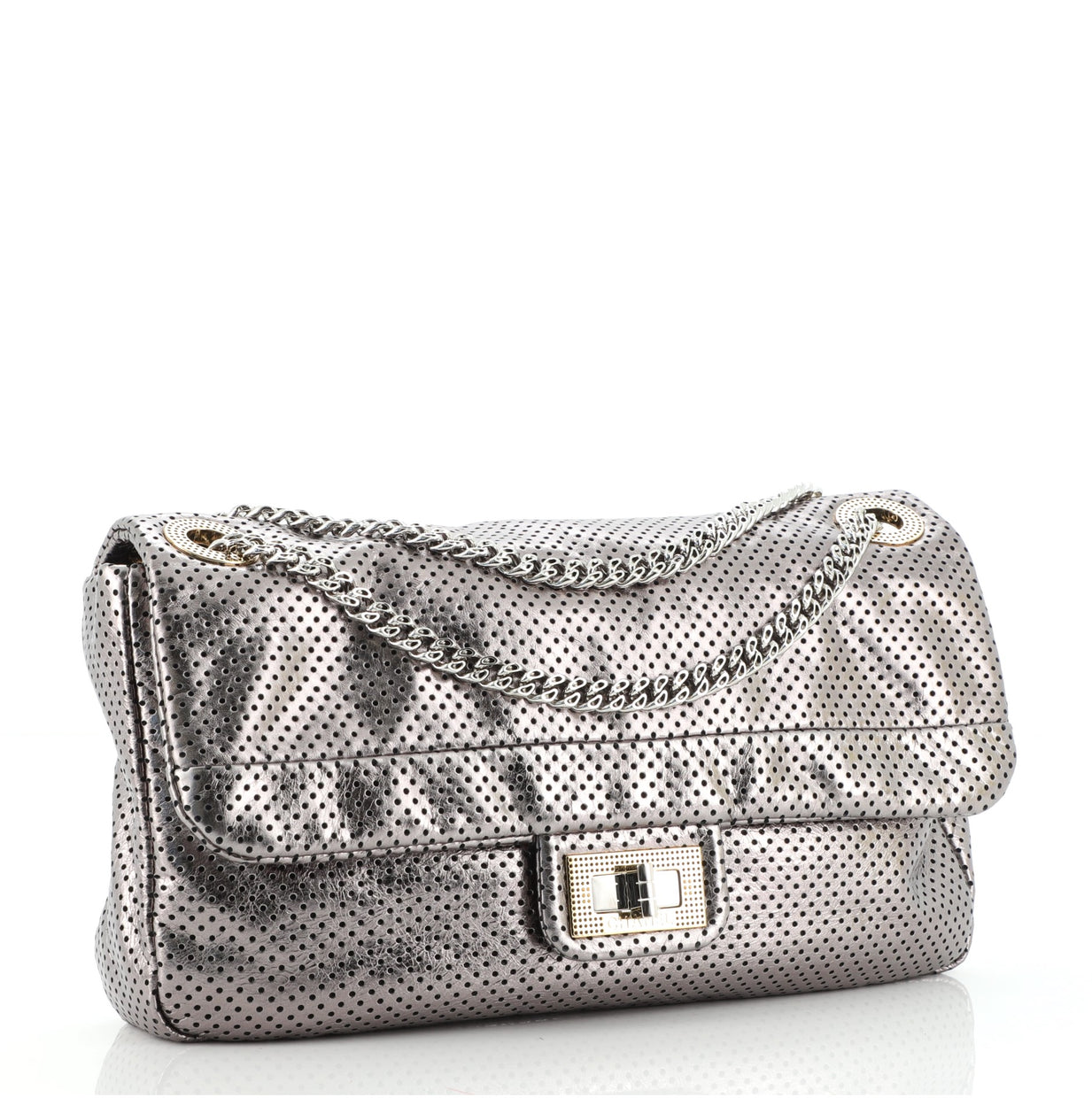 Chanel Drill Flap Bag Perforated Leather Medium 83700143 - Rebag