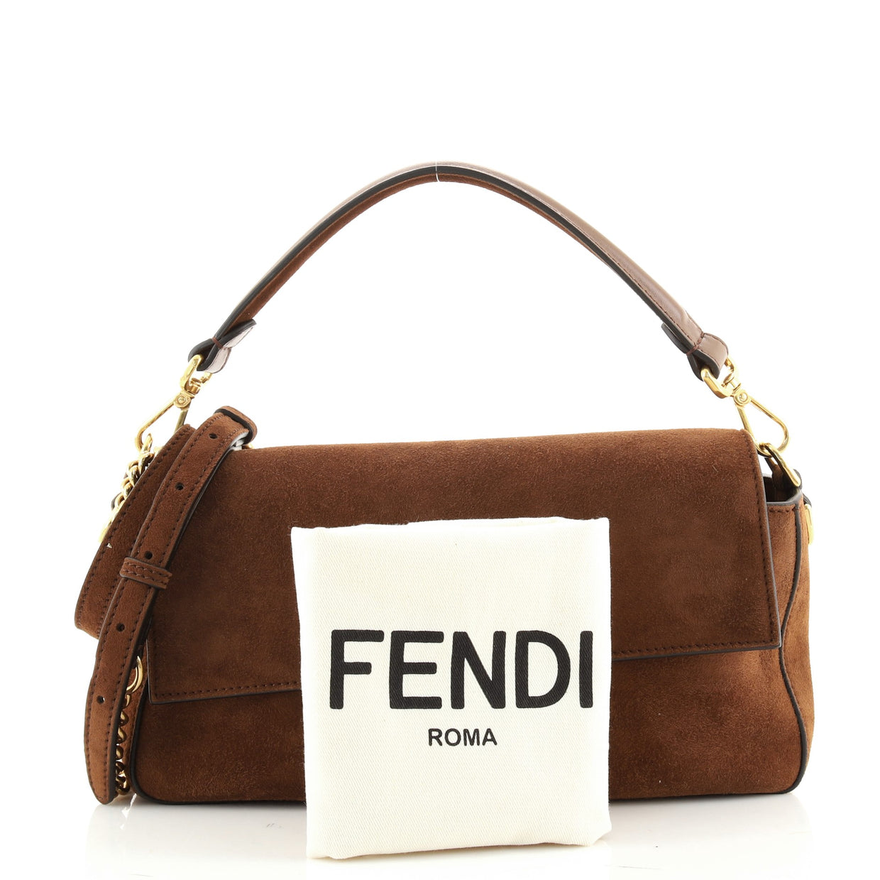 Fendi Baguette NM Bag Suede Medium Brown 837005