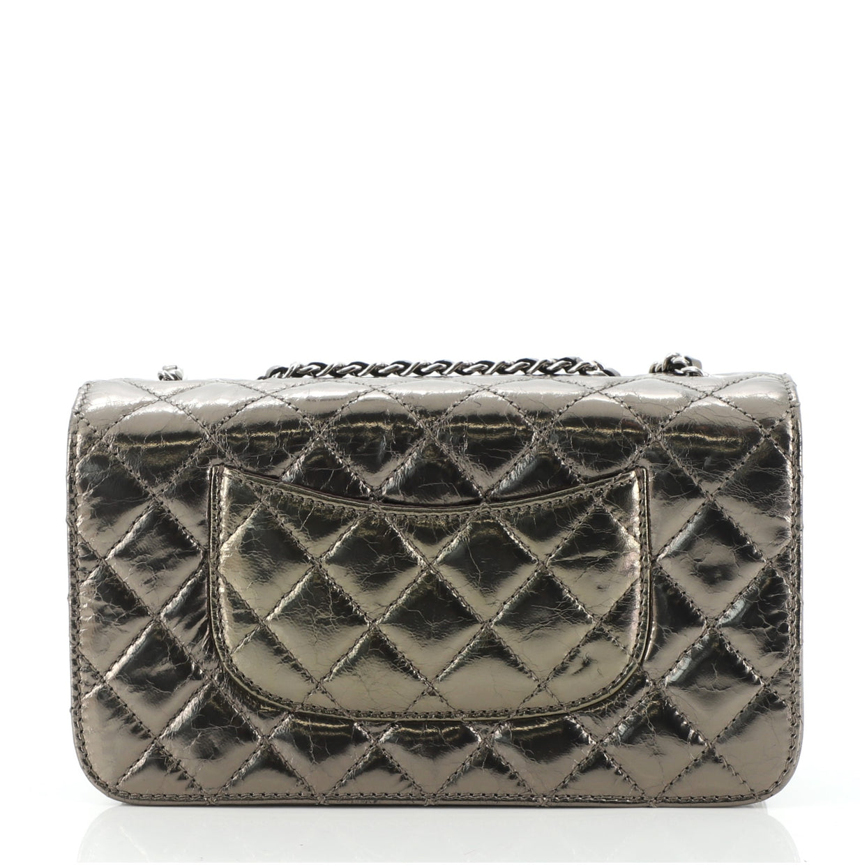 Chanel Clams Pocket Flap Bag Quilted Metallic Calfskin Small 841846 - Rebag