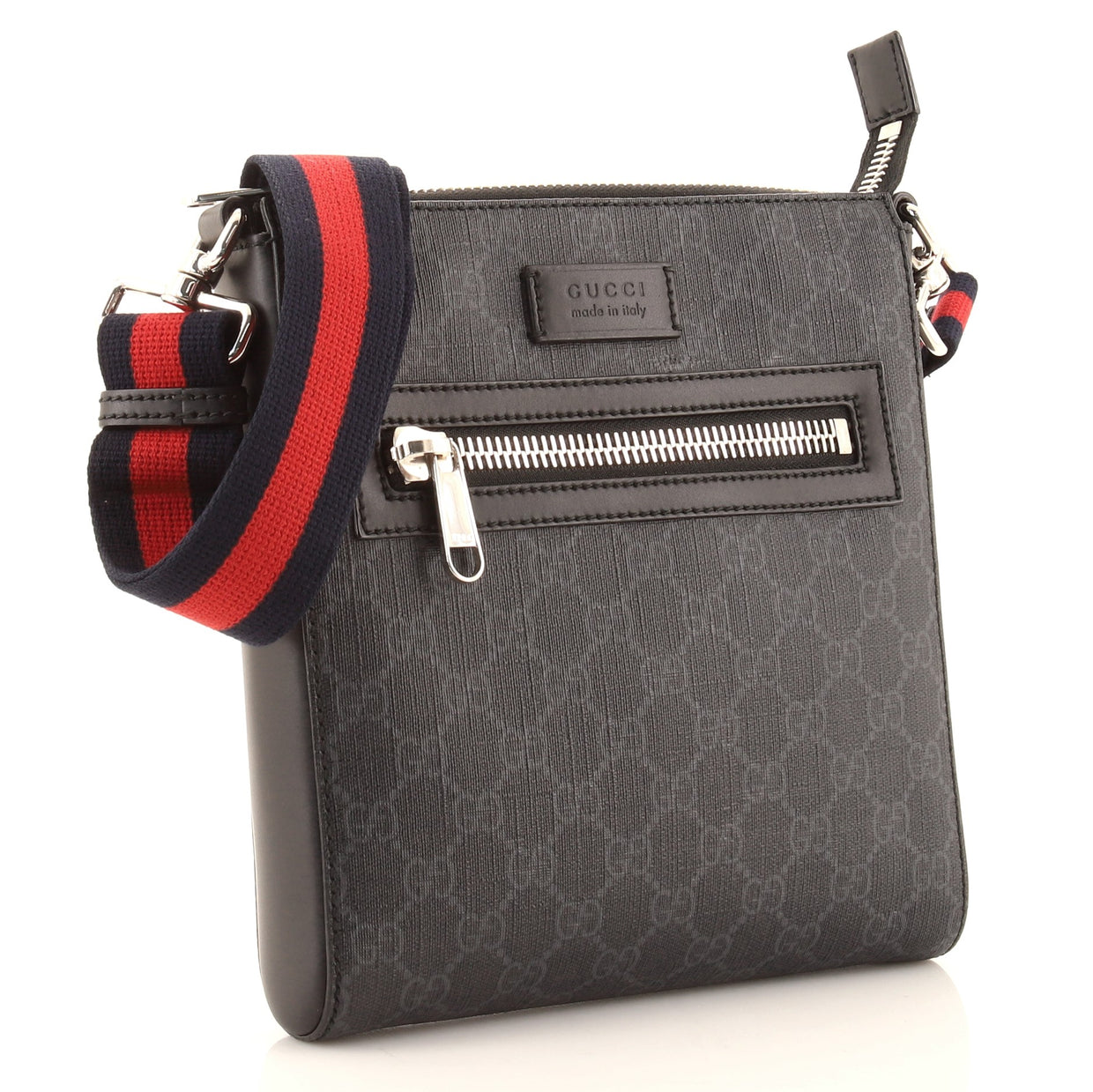 Gucci Web Strap Front Zip Messenger Bag GG Coated Canvas Small 8455914 ...