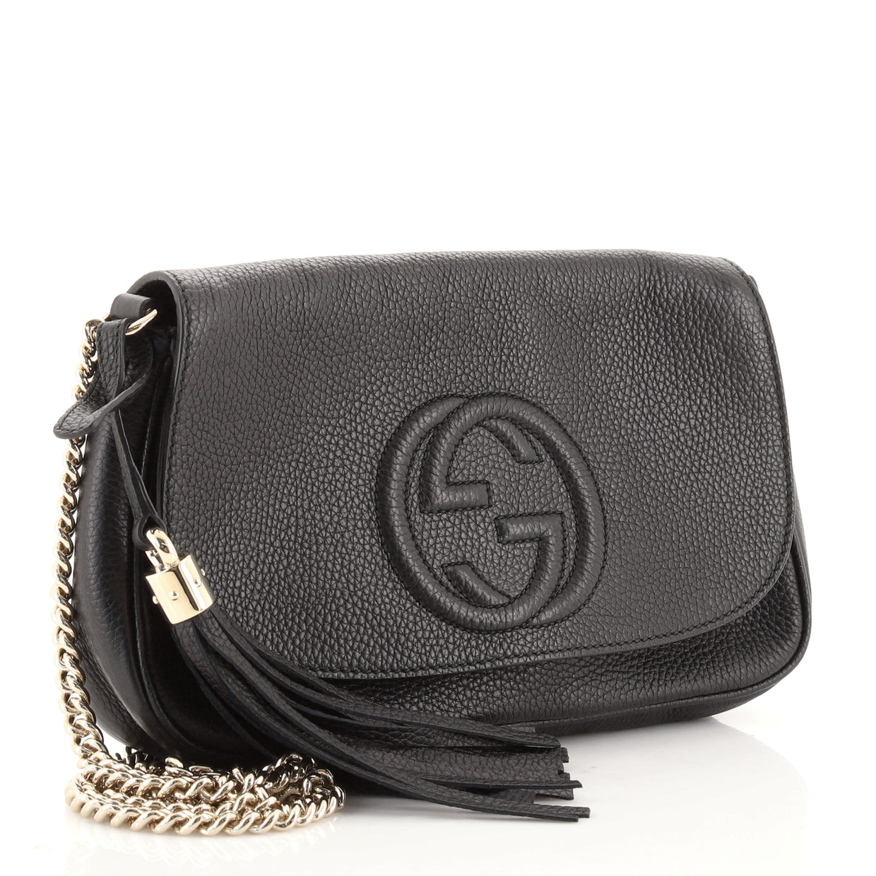 Gucci Soho Chain Crossbody Bag Leather Medium Black 846461