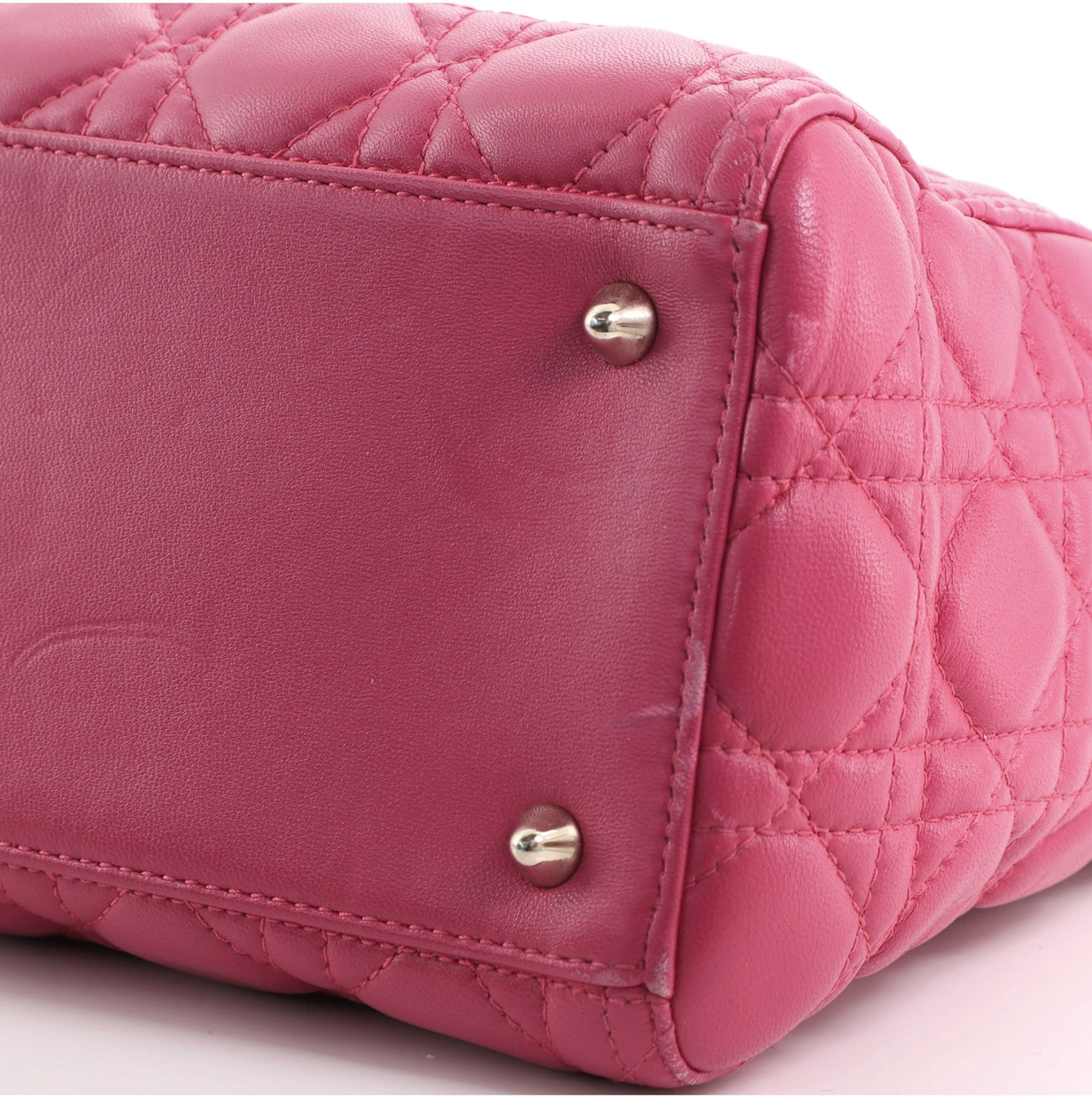 Christian Dior Lady Dior Bag Cannage Quilt Lambskin Medium Pink 848982