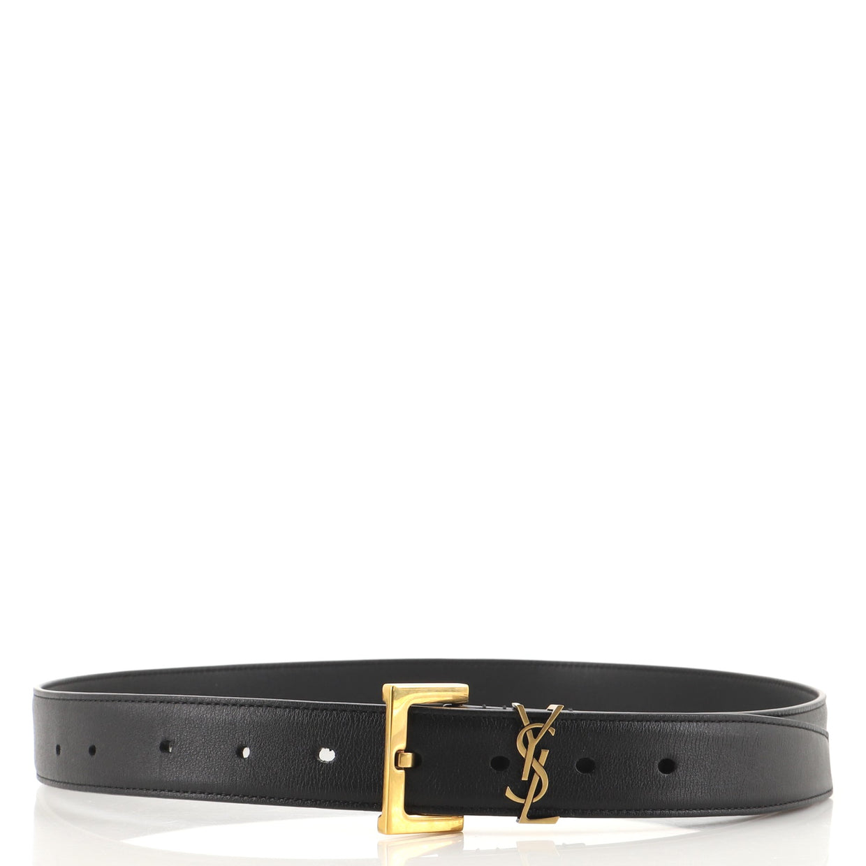 Saint Laurent Monogram Square Buckle Belt Leather Medium Black 852262