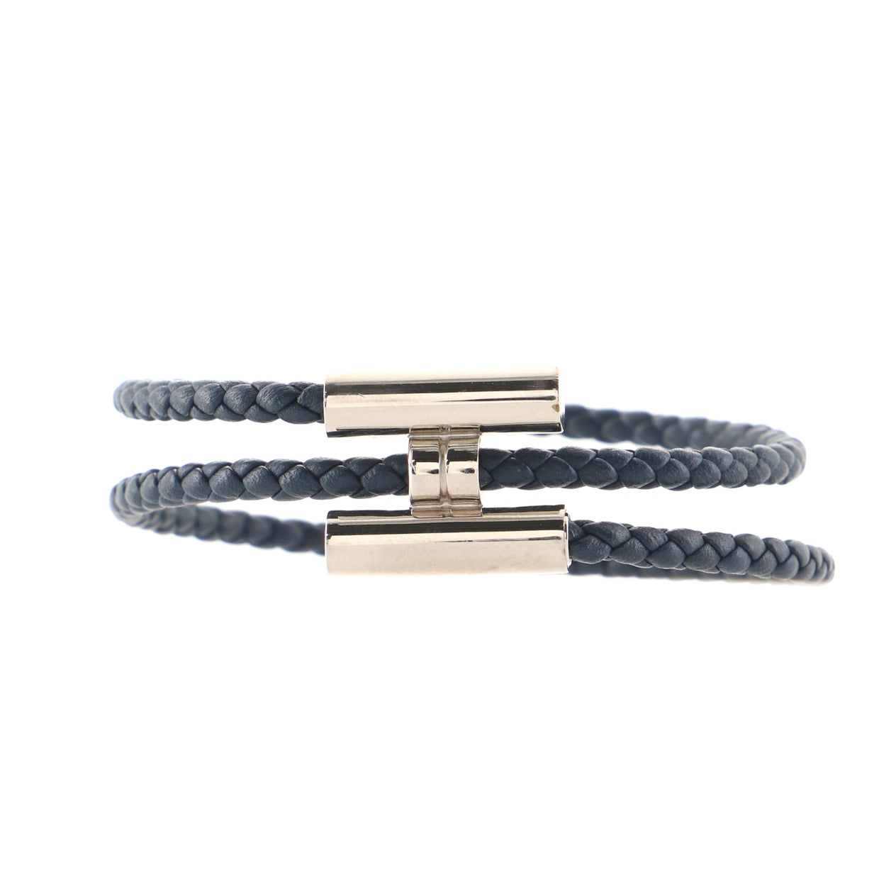 Hermes Tournis Tresse Bracelet Braided Leather Blue 853823