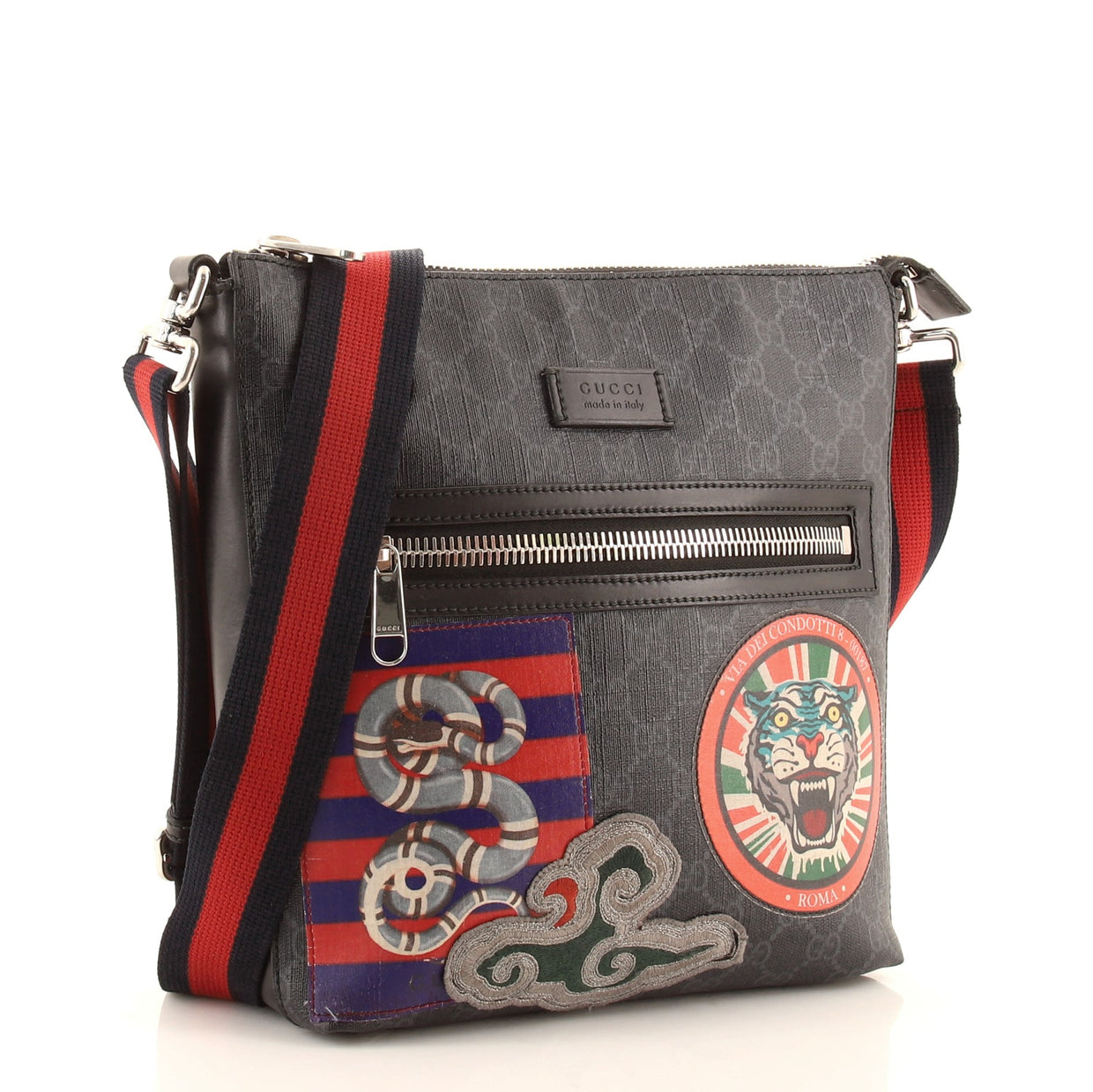 Gucci Night Courrier Zip Messenger GG Coated Canvas with Applique ...