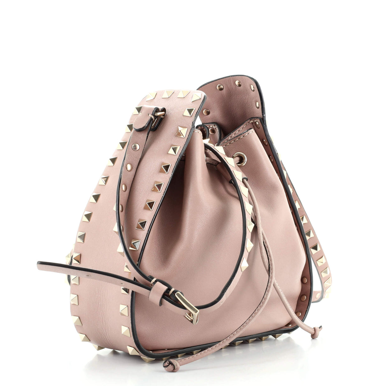 Valentino Garavani Rockstud Drawstring Bucket Bag Leather 855891
