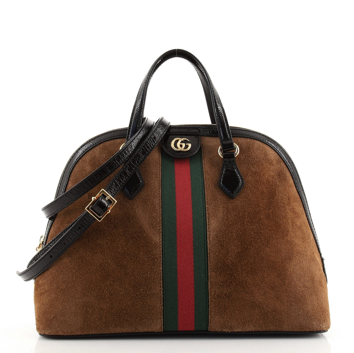 Gucci Ophidia Dome Top Handle Bag Suede Medium Brown 856521