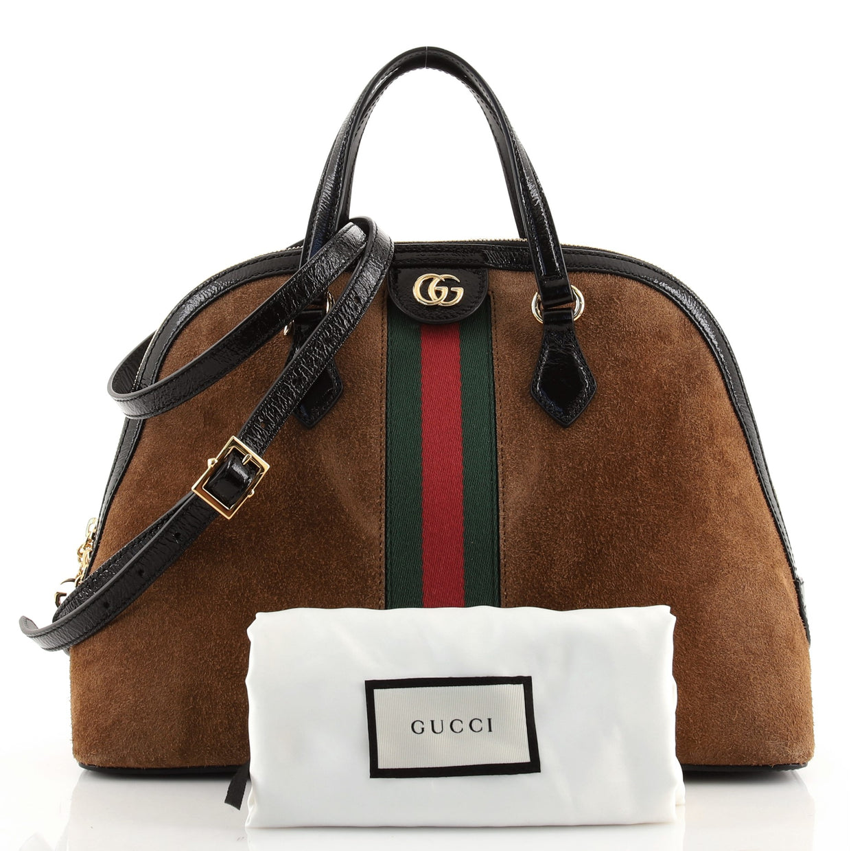 Gucci Ophidia Dome Top Handle Bag Suede Medium Brown 856521