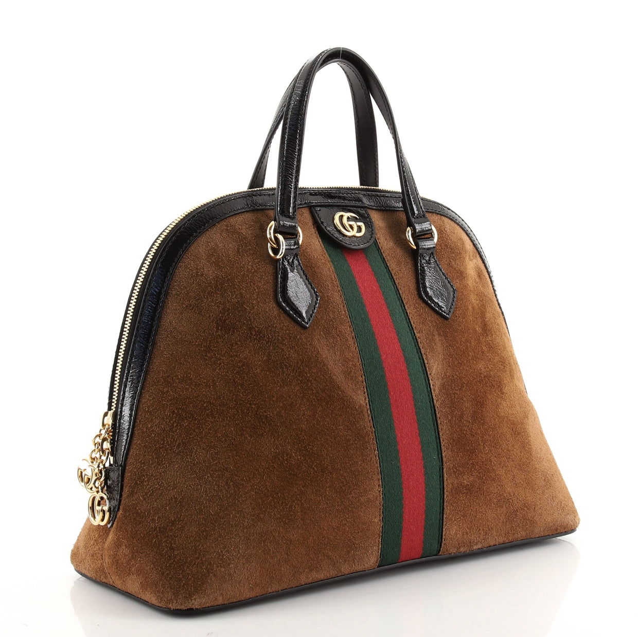 Gucci Ophidia Dome Top Handle Bag Suede Medium Brown 856521