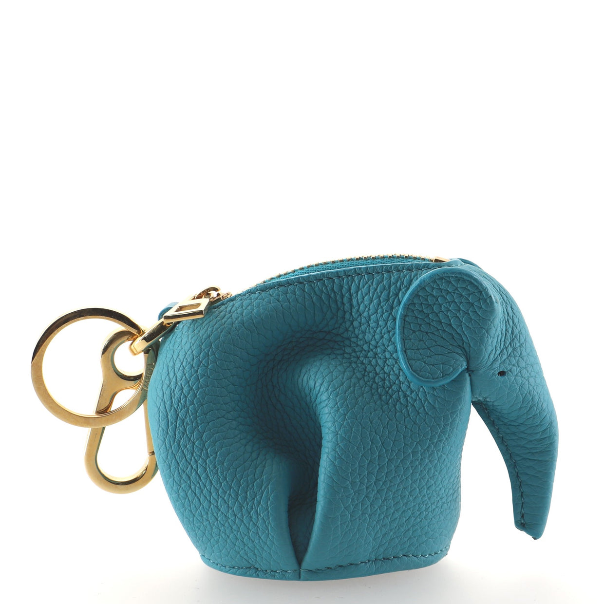 Loewe Elephant Coin Purse Bag Charm Leather Blue 860531