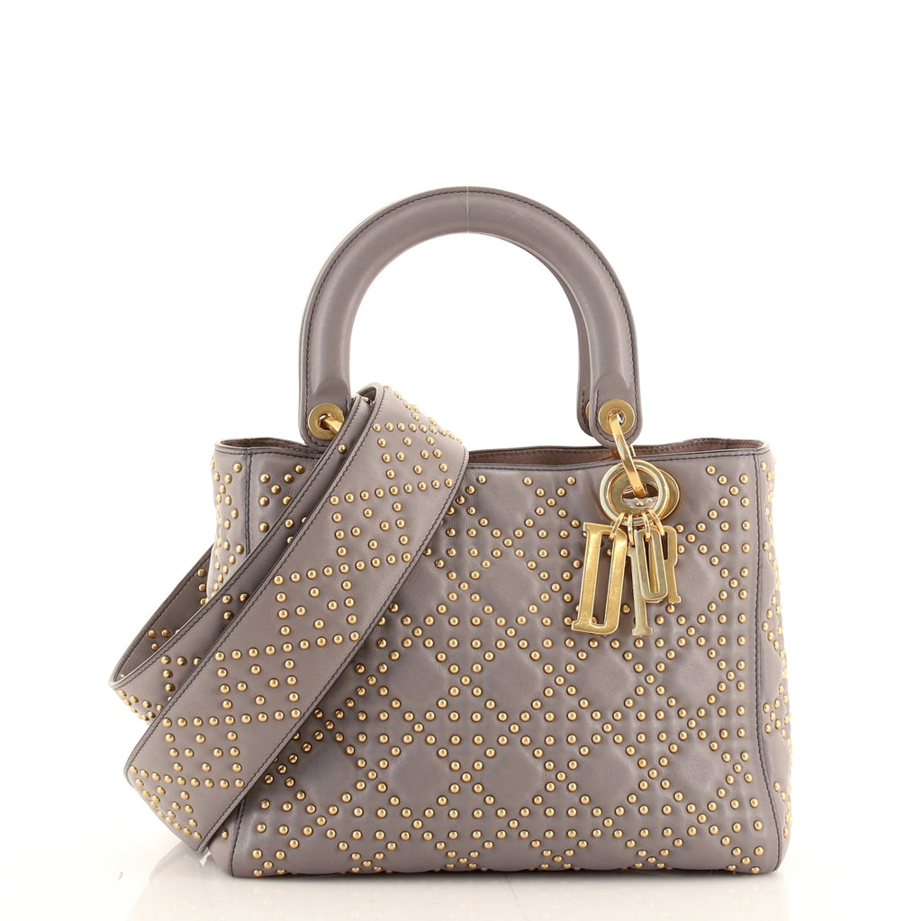 Supple Lady Dior Bag In Studded White Calfskin