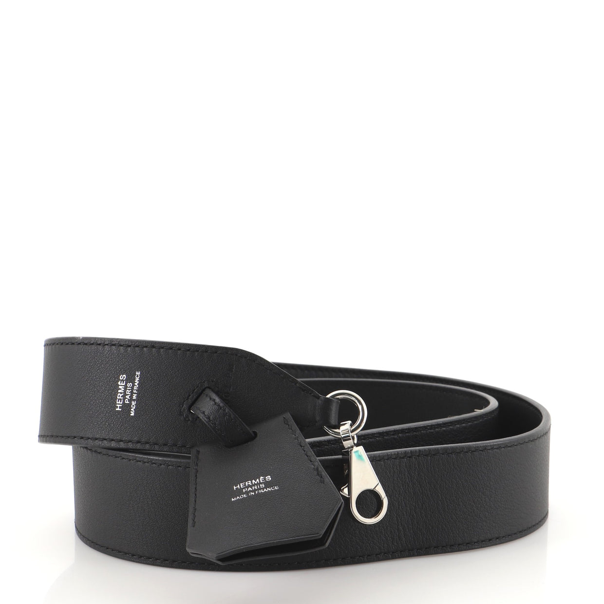 Hermes Clochette Bag Strap Leather Black 866551