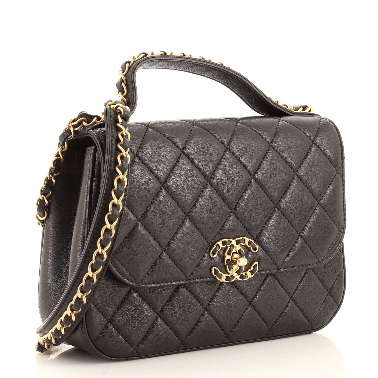 Chanel Chain Infinity Top Handle Bag Quilted Lambskin Small 867651 - Rebag