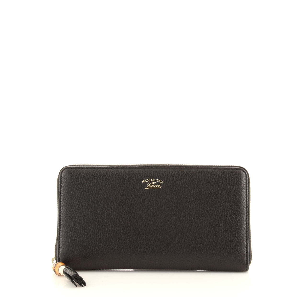 Gucci Bamboo Tassel Zip Wallet Leather Black 875743