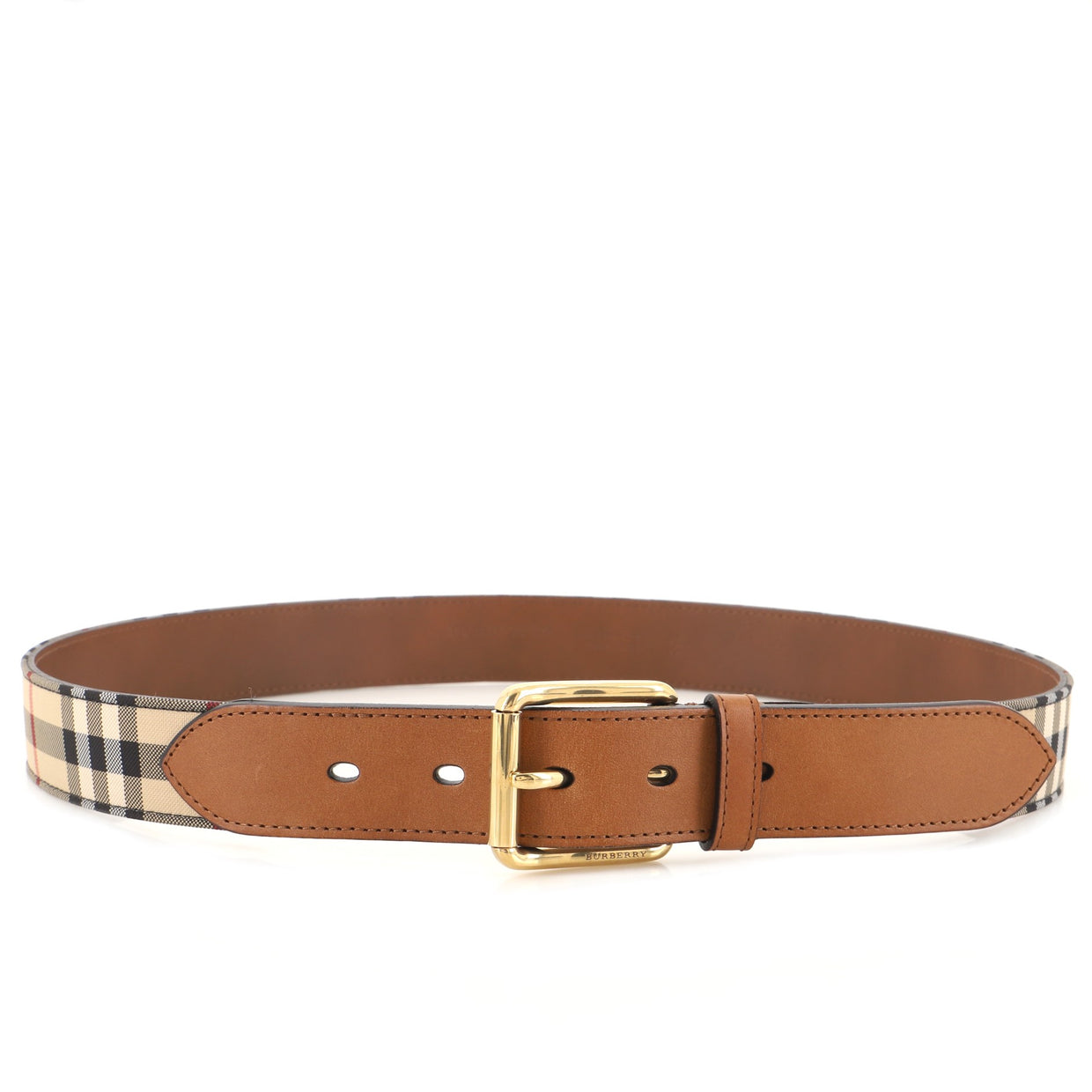 Burberry Buckle Belt Vintage Check Canvas Medium Brown 889103