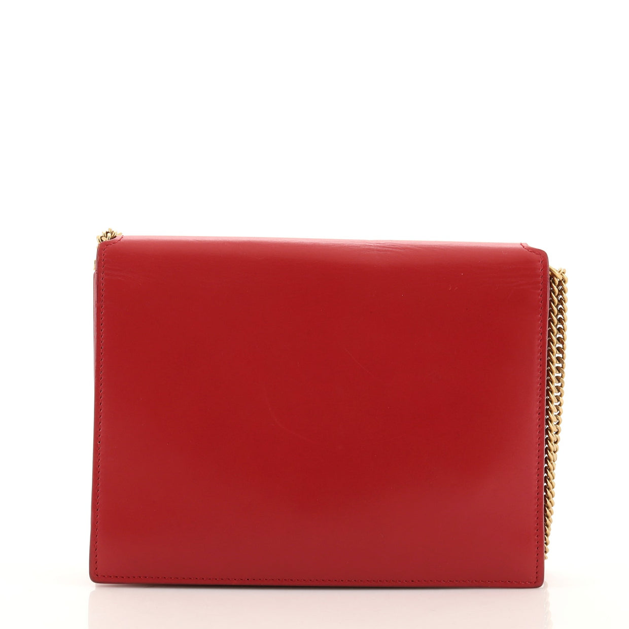 Saint Laurent Cassandra Chain Shoulder Bag Leather Small Red 890855