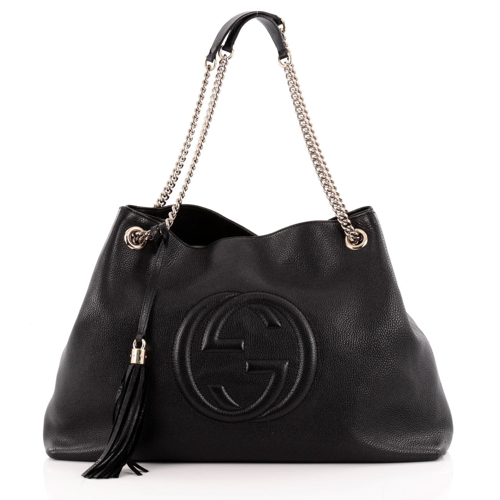 Buy Gucci Soho Shoulder Bag Chain Strap Leather Large Black 945301 – Rebag