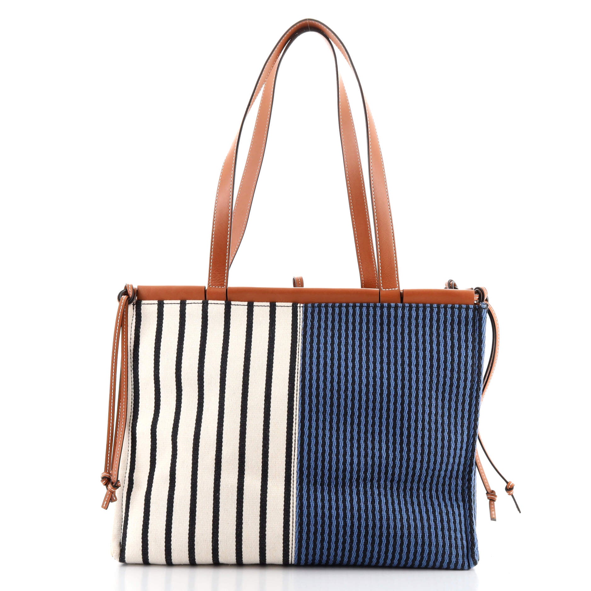 Loewe Puzzle Striped Canvas And Leather Shoulder Bag