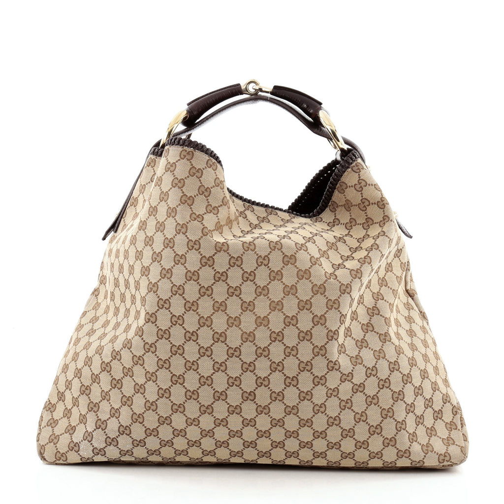 Buy Gucci Horsebit Hobo Canvas Brown