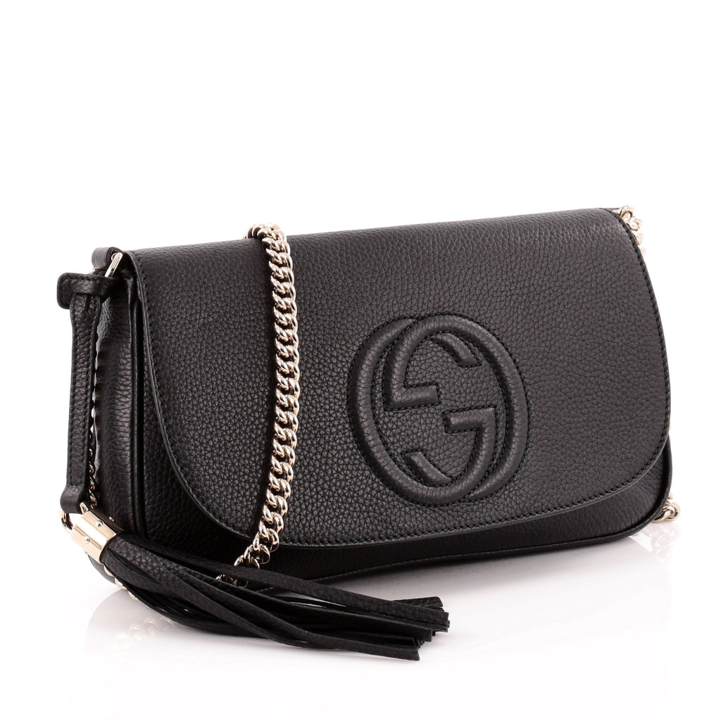 Buy Gucci Soho Chain Strap Crossbody Bag Leather Medium Black 995201 – Rebag