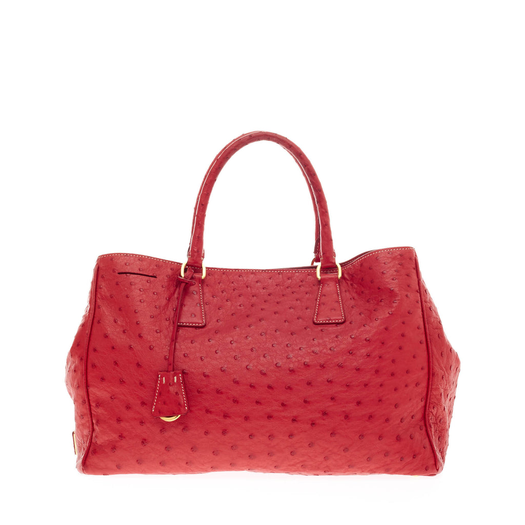 Buy Prada Struzzo Executive Tote Ostrich Medium Red 102401