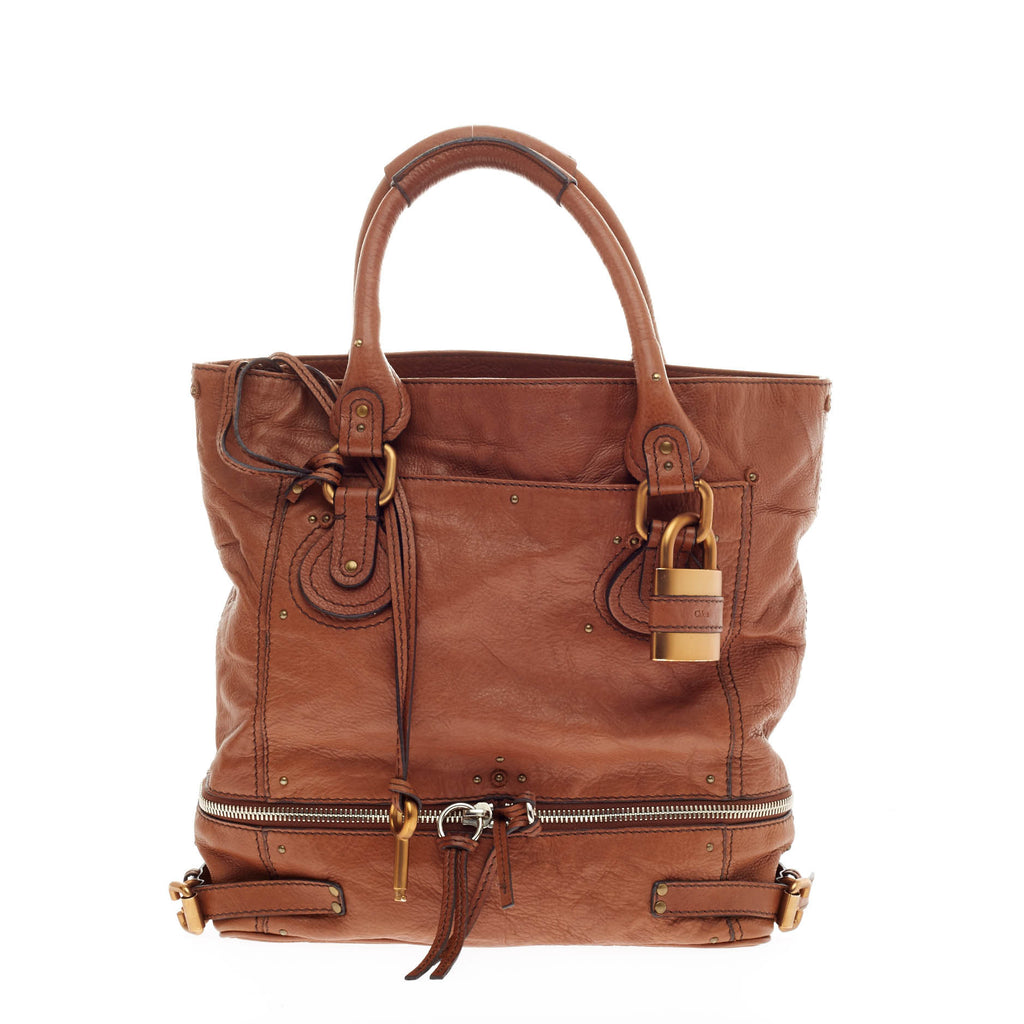 Buy Chloe Paddington Lock Tote Leather Large Brown 111301 – Trendlee