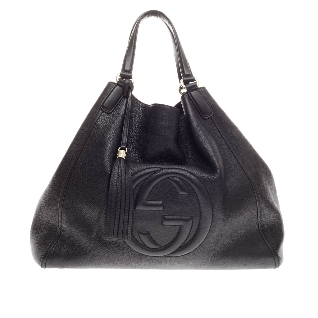 Gucci Soho Large Tote Black Leather Hobo Bag Wydział Cybernetyki