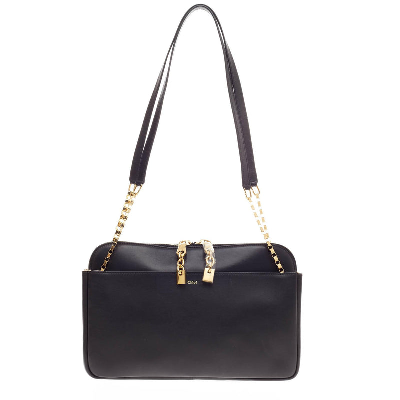 Buy Chloe Lucy Shoulder Bag Leather Black 311602 – Rebag