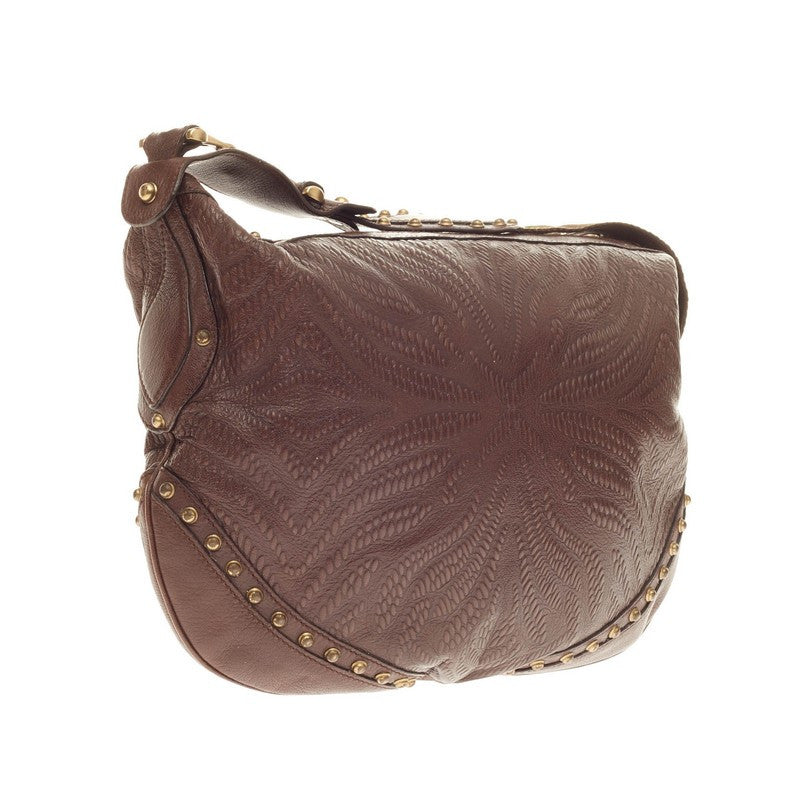 Buy Gucci Pelham Shoulder Bag Embossed Studded Leather Brown 181601 – Trendlee