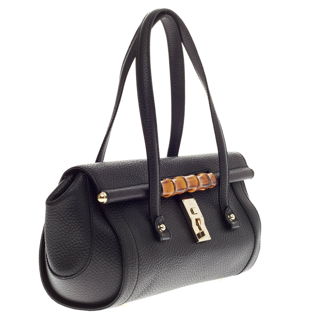 Buy Gucci Bamboo Bullet Bag Leather Medium Black 427201 – Rebag
