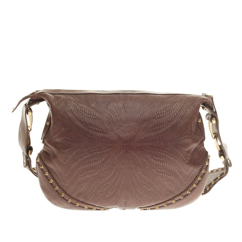 Buy Gucci Pelham Shoulder Bag Embossed Studded Leather Brown 181601 – Rebag