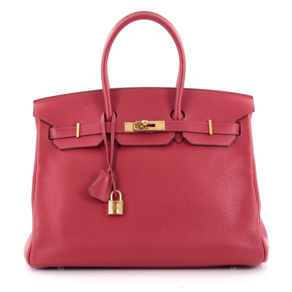 Buy Hermes Birkin Handbag Red Clemence with Gold Hardware 35 2196601 – Rebag