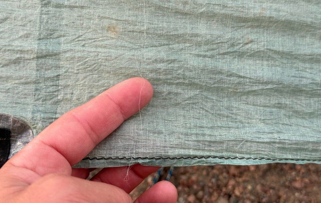 close-up of hyperlite mountain gear flat tarp