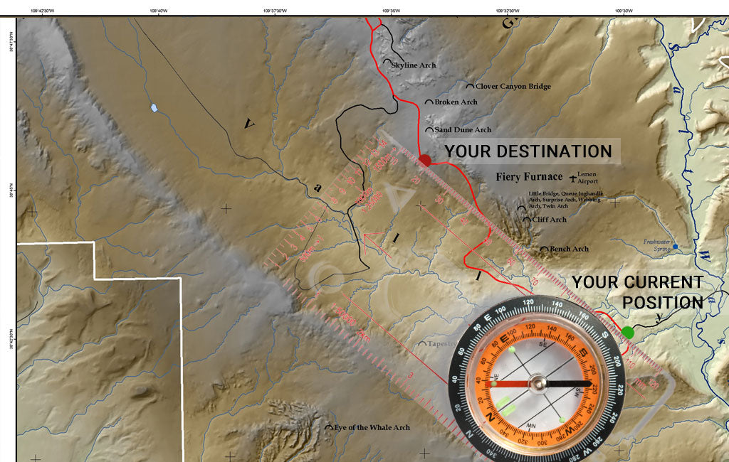 how to use a compass with a topo map