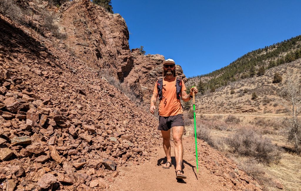 hiker wearing shamma mountain goats sandals