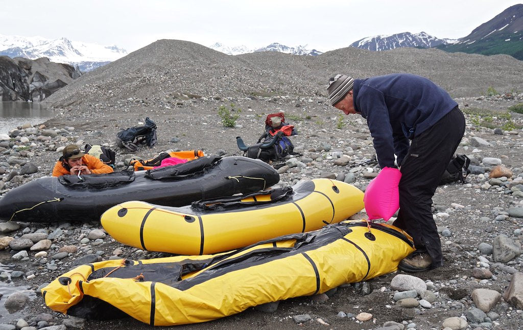 inflating a packraft with an inflation bag