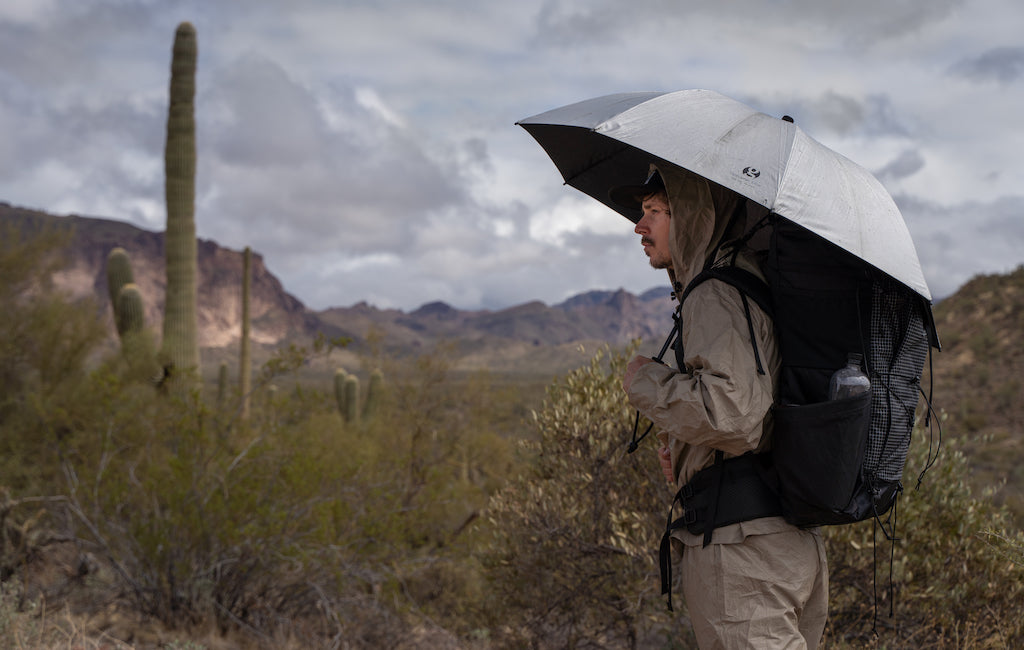 hiker wearing rain gear