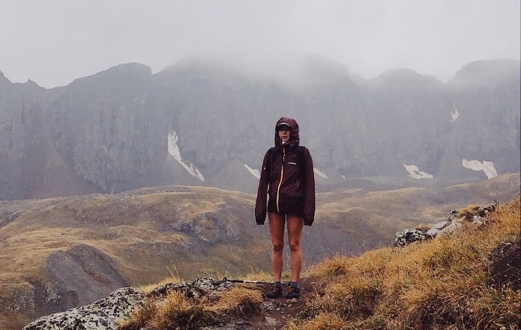 woman in rain gear