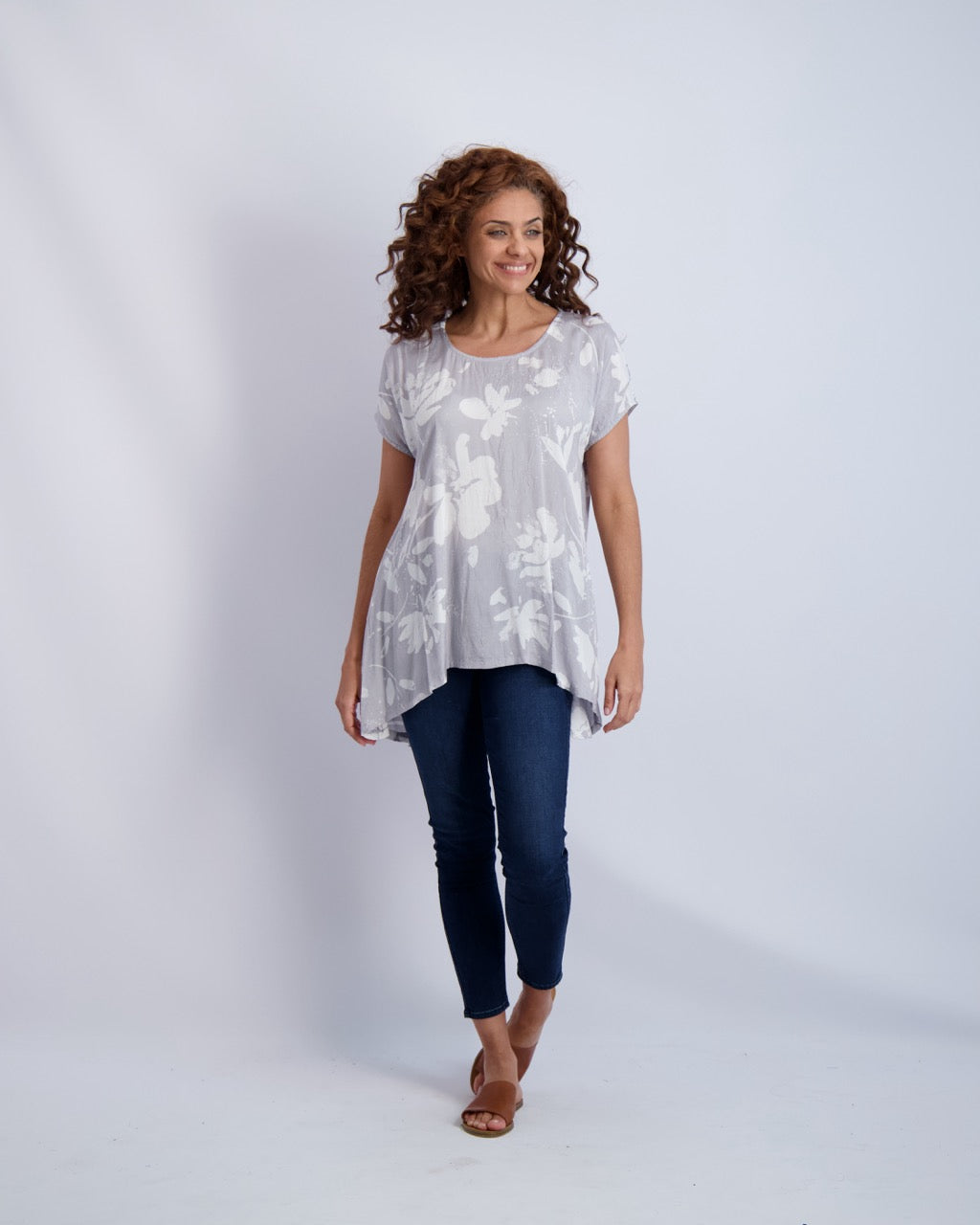 Amaryllis Print Button Back Tunic