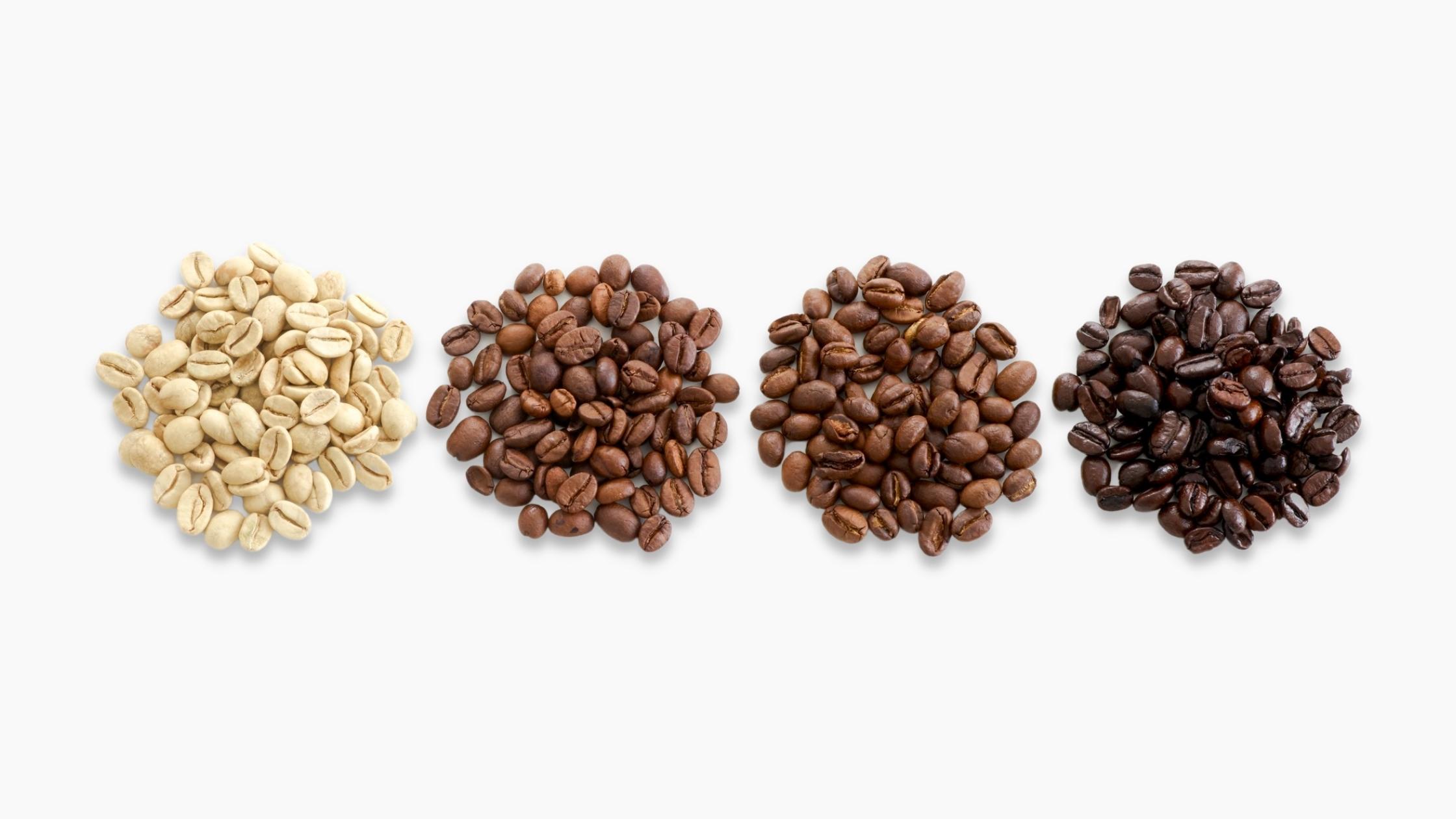 Different roast levels of coffee