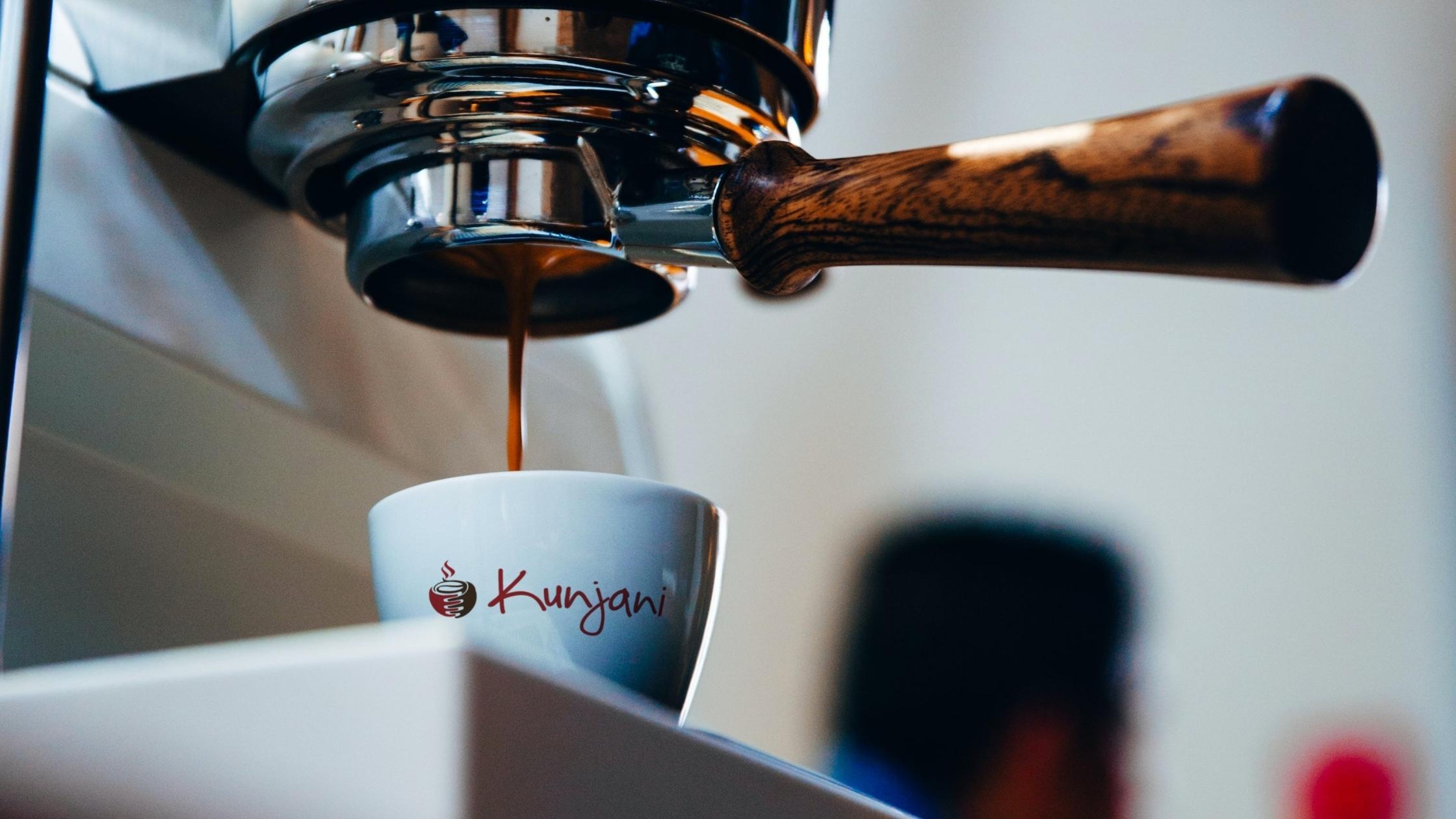 Shot of espresso pouring